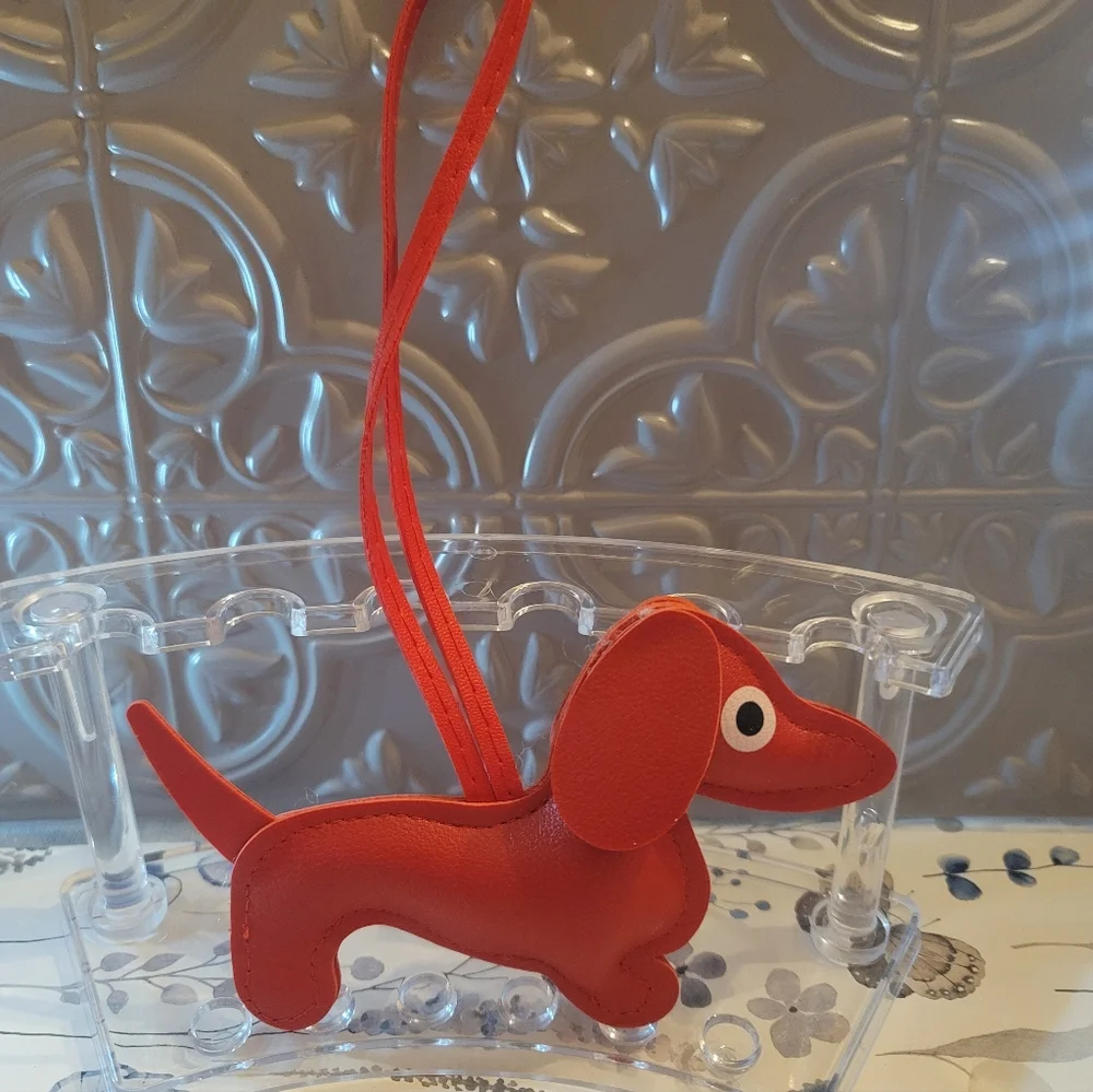 Dachshund Dog Bag Charm- Red with Tan accents - Picture 6 of 7